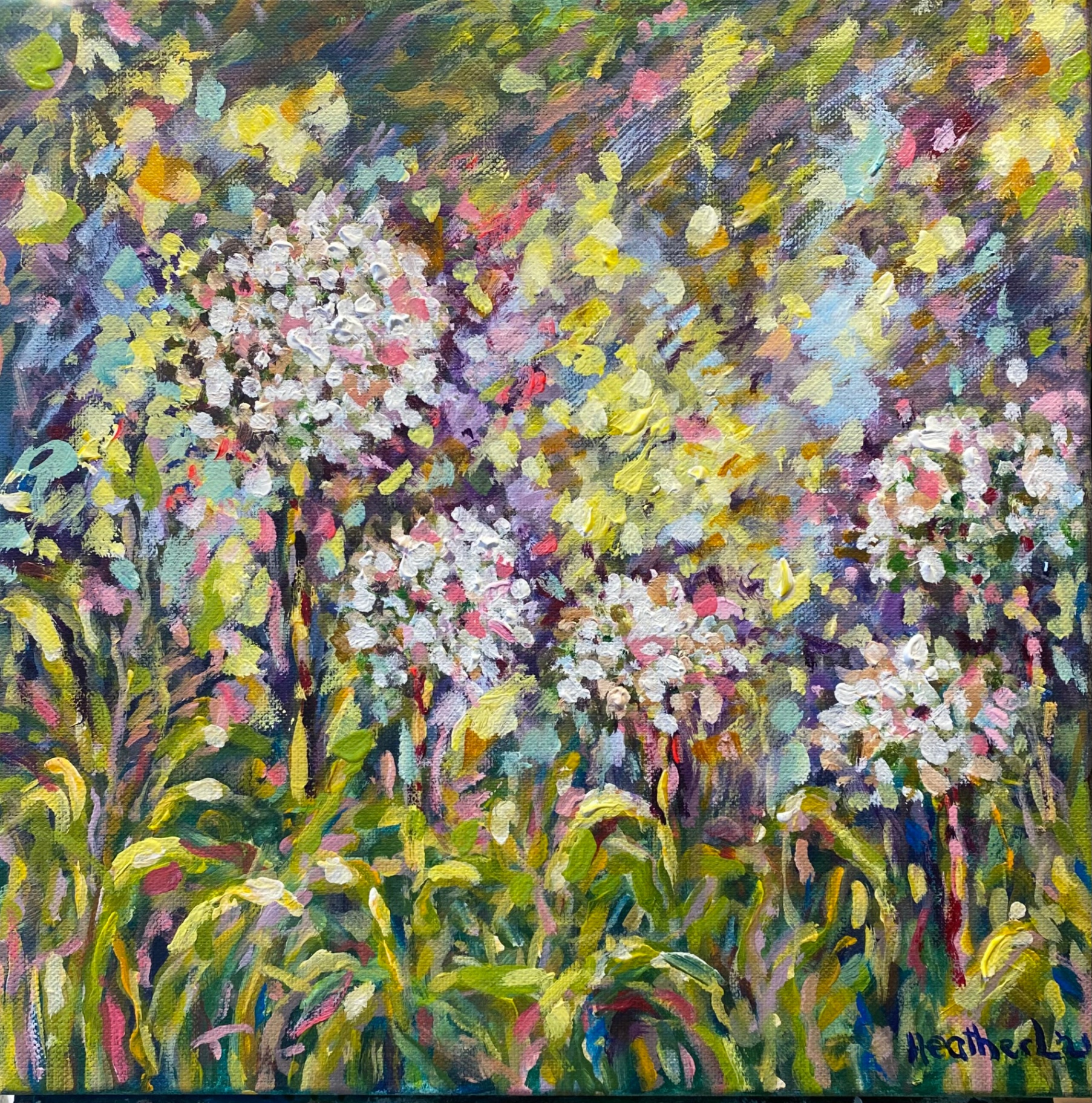 Agapanthus Actually - Acrylic on canvas by Heather Lavender