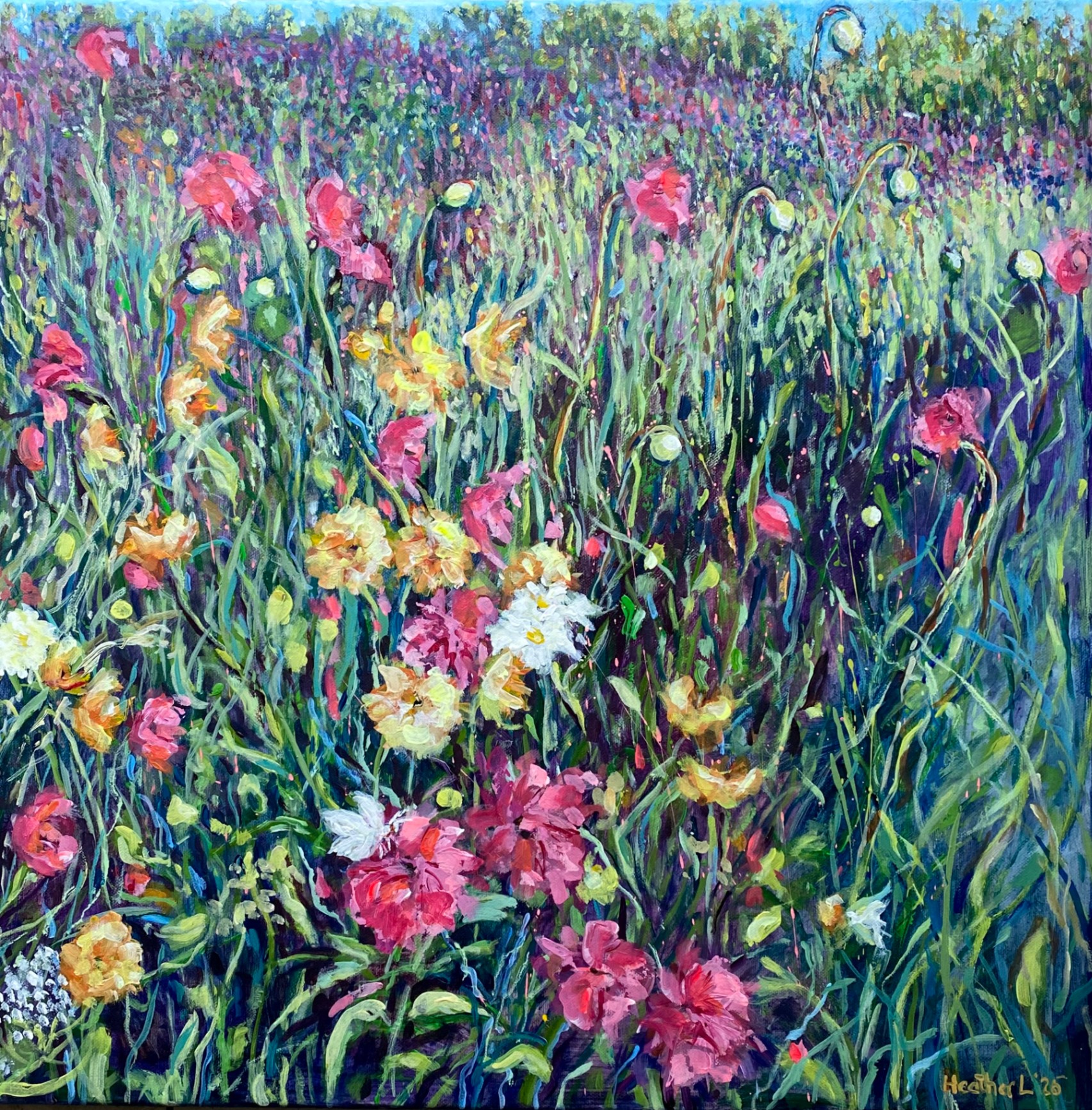 Sold wildflower meadow painting - Sold - — by Heather Lavender