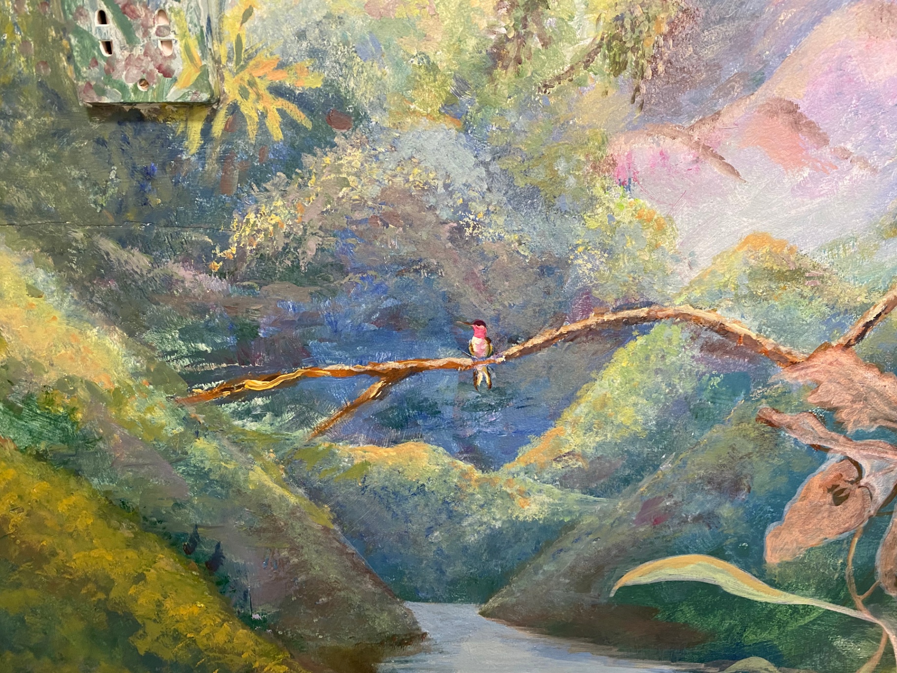 Jungle bird mural detail - Hand-painted mural detail by Heather Lavender