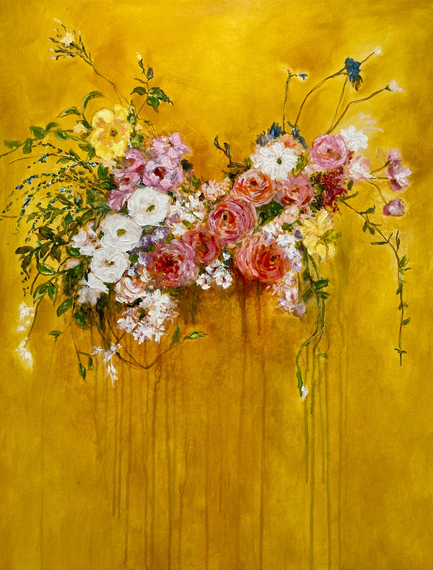 Golden - Mixed media on canvas by Heather Lavender