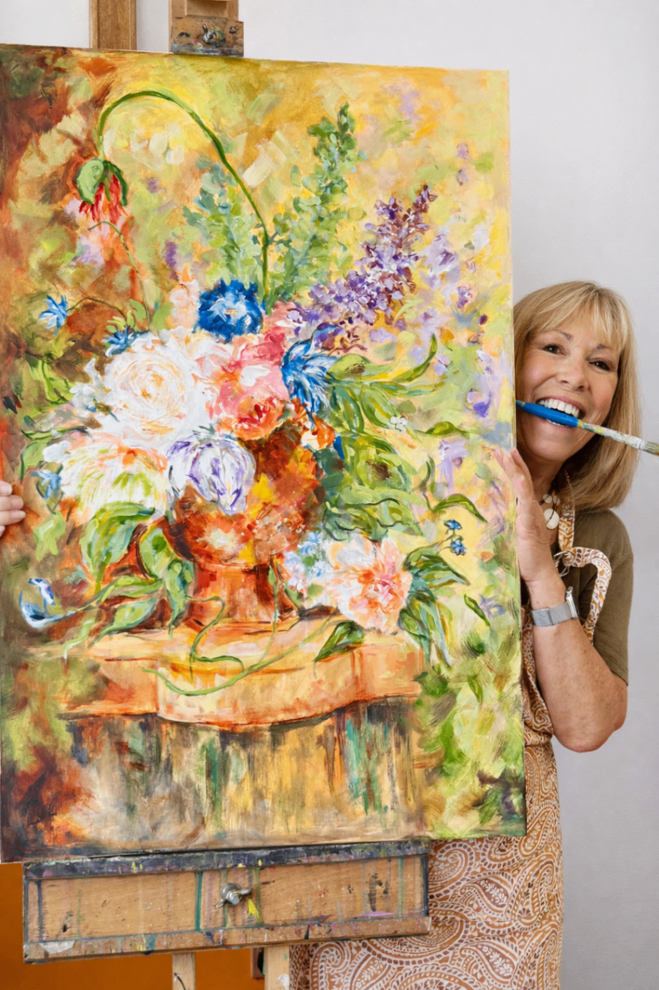 The artist with Botanical Daydream - Studio photograph by Heather Lavender