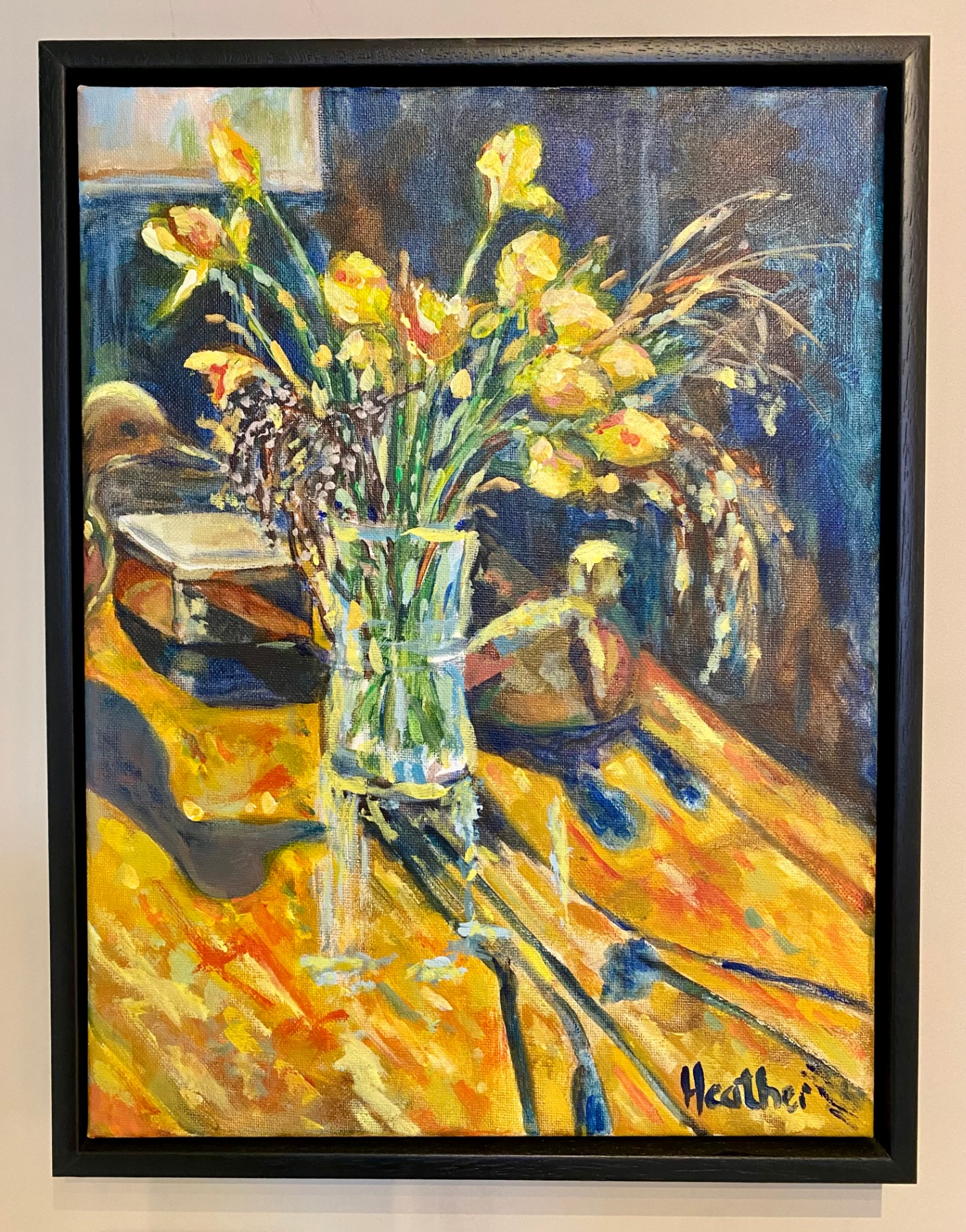 Jonquilles dorées - Acrylic on canvas by Heather Lavender
