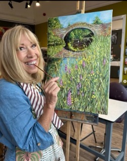 Bridge & Iris (in progress) - Oil on canvas by Heather Lavender